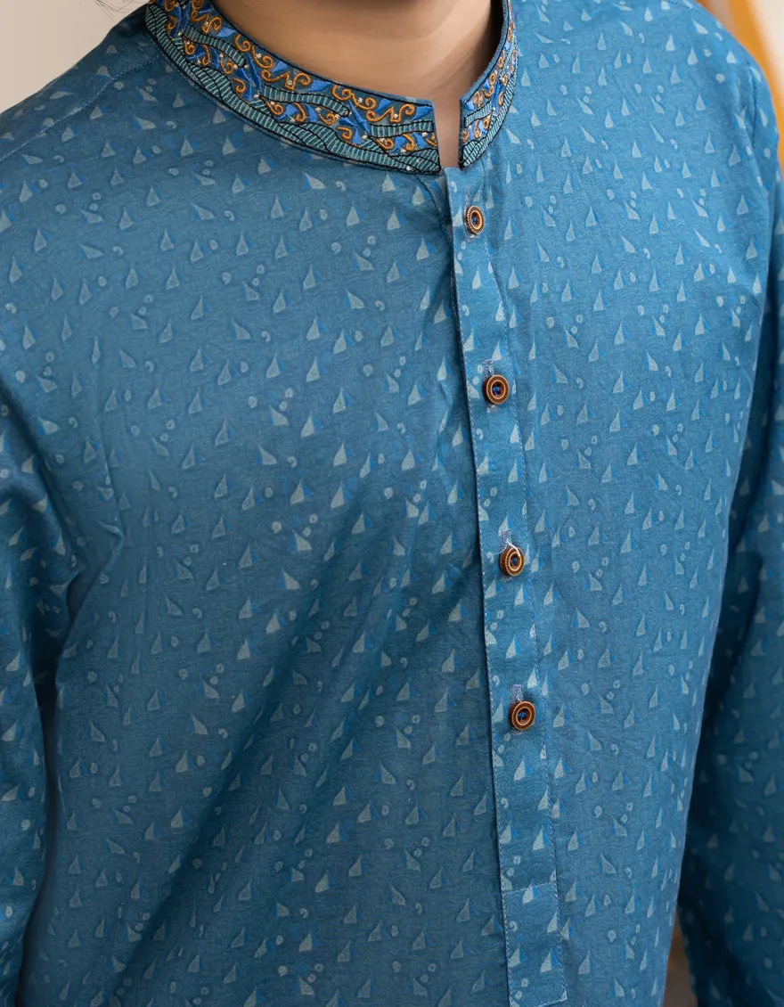 BLUE COTTON KURTA | JCK-A-46610/S25/JJ9774-SF sold by Junaid Jamshed product image thumbnail 2