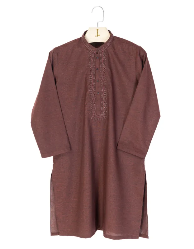 MAROON BLENDED KURTA | JCK-A-46613/S25/JJ8792-SF sold by Junaid Jamshed