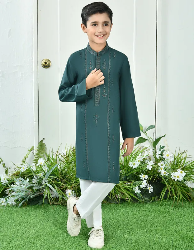 GREEN SPECIAL BLENDED KURTA | JCK-SP-A-45455/S24/JJ1105-FL sold by Junaid Jamshed