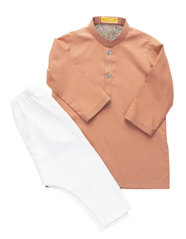 RUST BLENDED KAMEEZ SHALWAR | JJIKS-A-46547/S25/JJ9372-CL sold by Junaid Jamshed