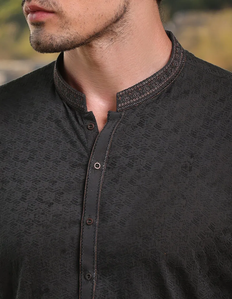GREEN COTTON KURTA | JJK-A-34952/S25/JJ9778-FL sold by Junaid Jamshed product image thumbnail 2