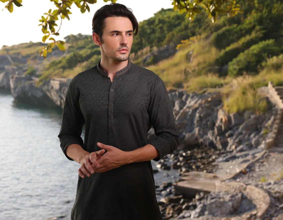 GREEN COTTON KURTA | JJK-A-34952/S25/JJ9778-FL sold by Junaid Jamshed product image thumbnail 4