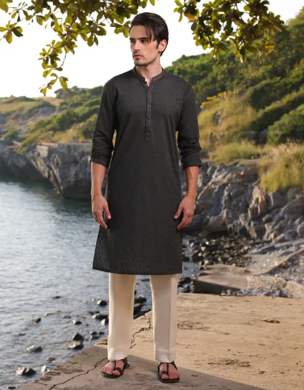 GREEN COTTON KURTA | JJK-A-34952/S25/JJ9778-FL sold by Junaid Jamshed
