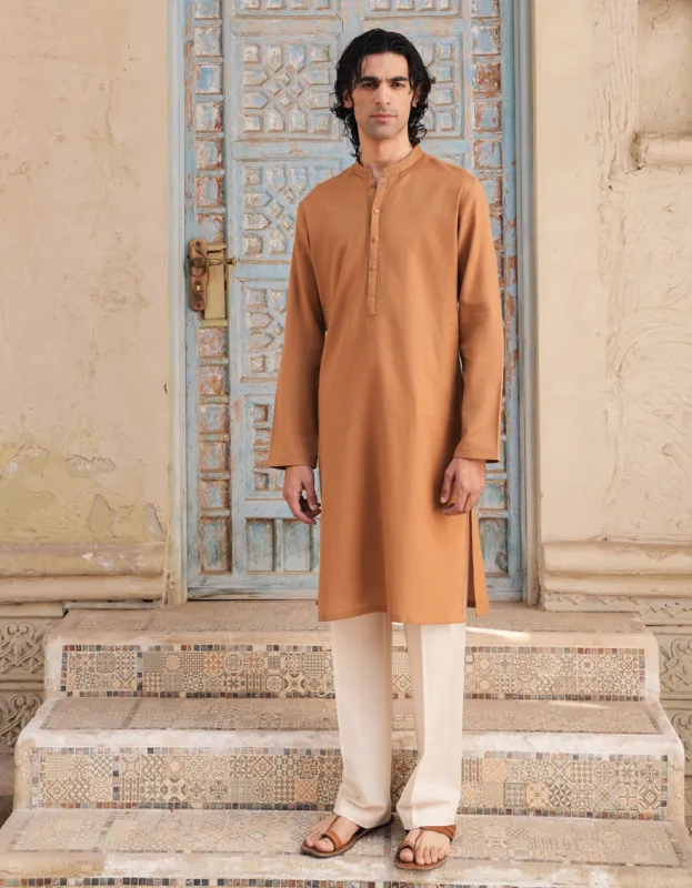 GOLDEN COTTON KURTA | JJK-A-46664/S25/JJ9221-SF sold by Junaid Jamshed