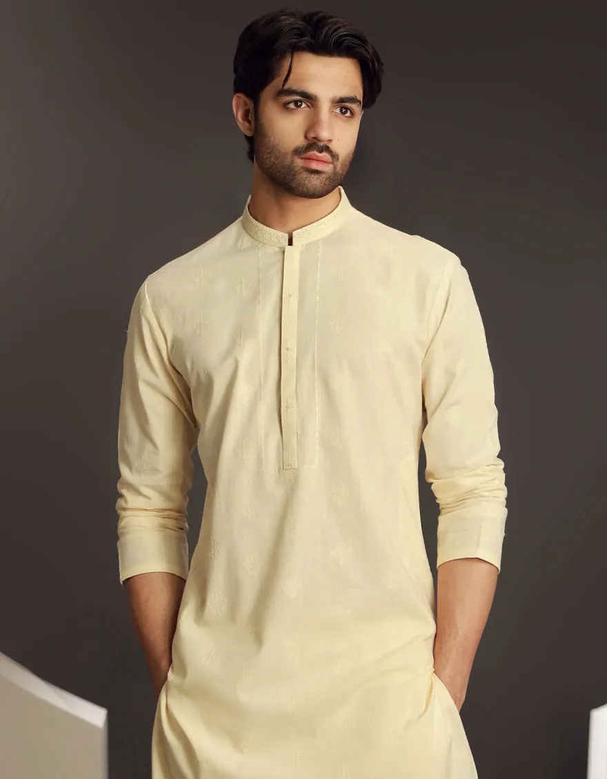 CREAM COTTON KURTA | JJK-A-47281/S24/JJ9631-FL sold by Junaid Jamshed product image thumbnail 2