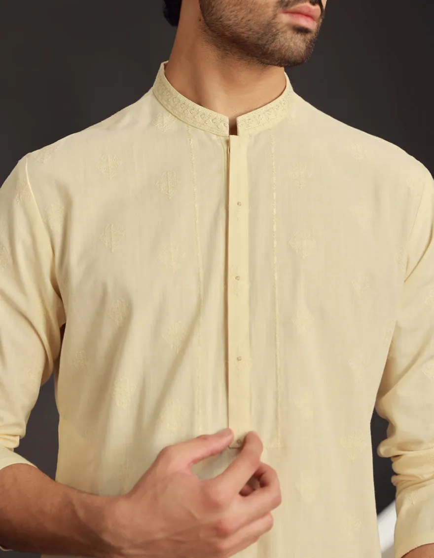 CREAM COTTON KURTA | JJK-A-47281/S24/JJ9631-FL sold by Junaid Jamshed product image thumbnail 3