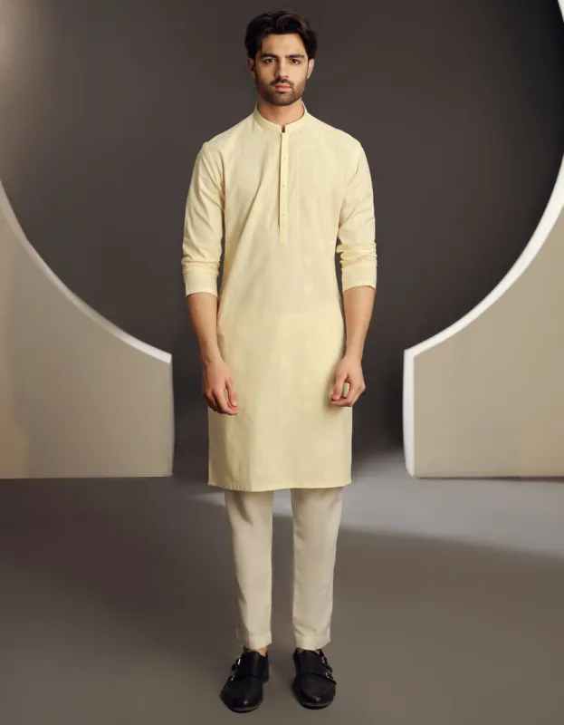 CREAM COTTON KURTA | JJK-A-47281/S24/JJ9631-FL sold by Junaid Jamshed