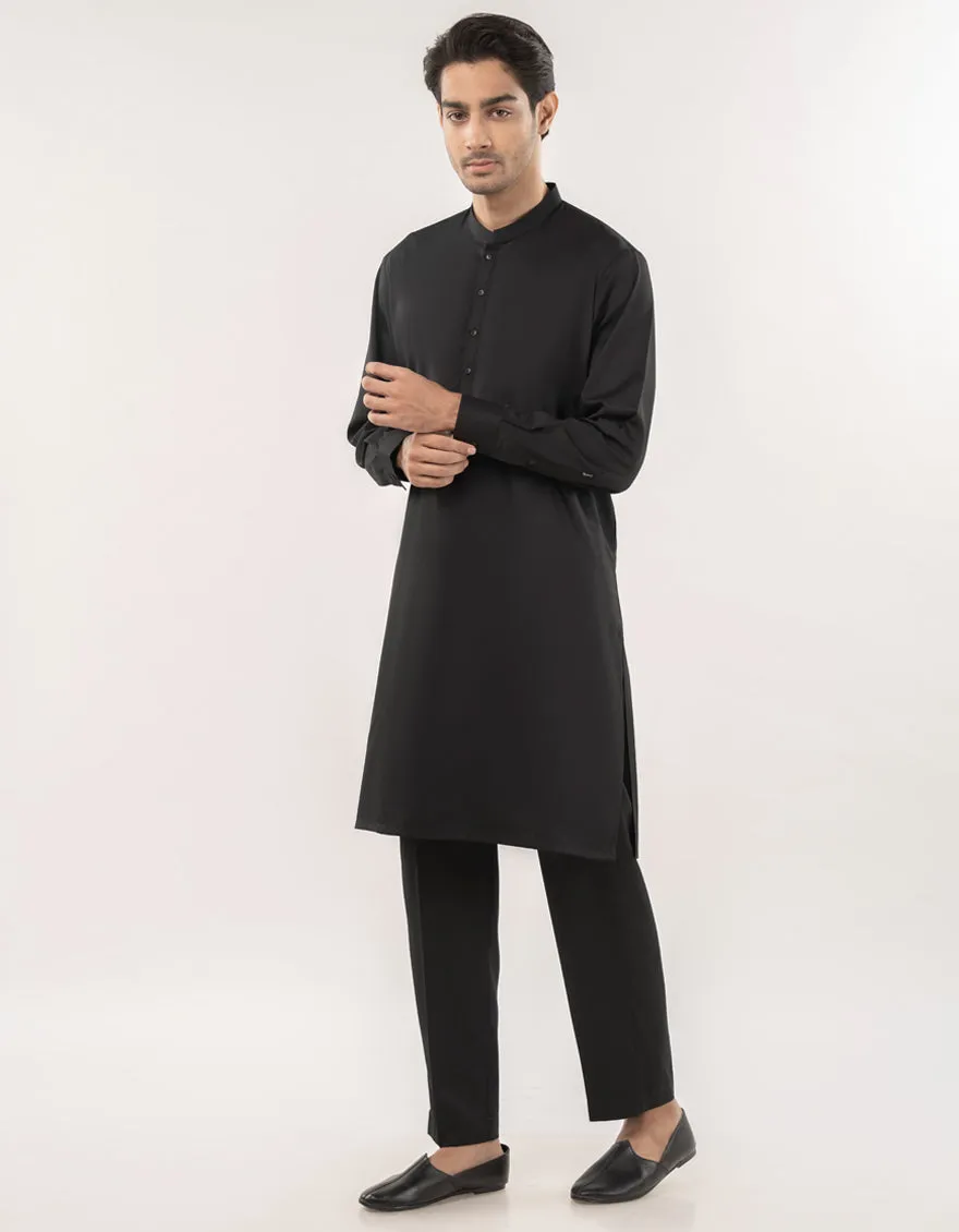 BLACK BLENDED KURTA TROUSERS | JJKP-A-30778-R38-AP/S25/JJ9364-PN sold by Junaid Jamshed