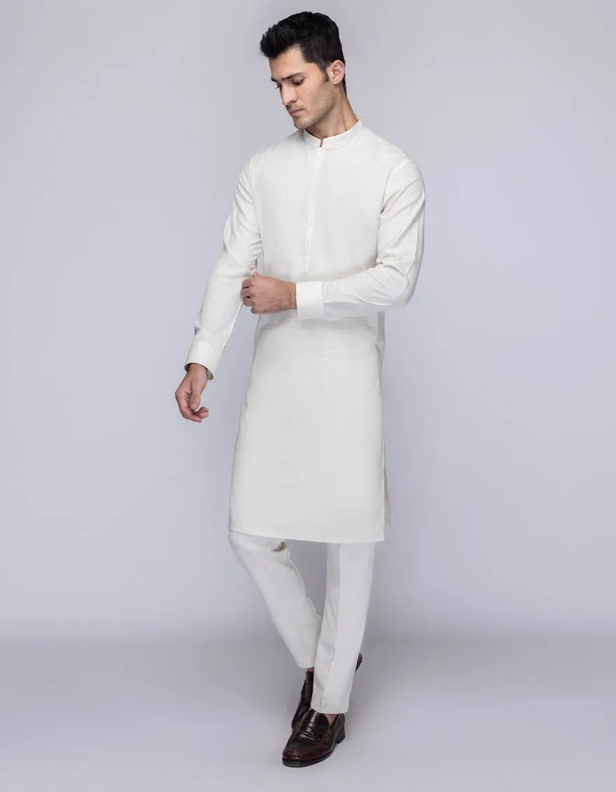 CREAM BLENDED KURTA TROUSERS | JJKP-A-33223/S25/JJ9572-CL sold by Junaid Jamshed product image thumbnail 4