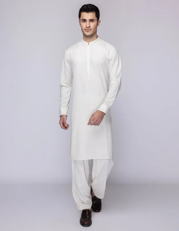 CREAM BLENDED KURTA TROUSERS | JJKP-A-33223/S25/JJ9572-CL sold by Junaid Jamshed