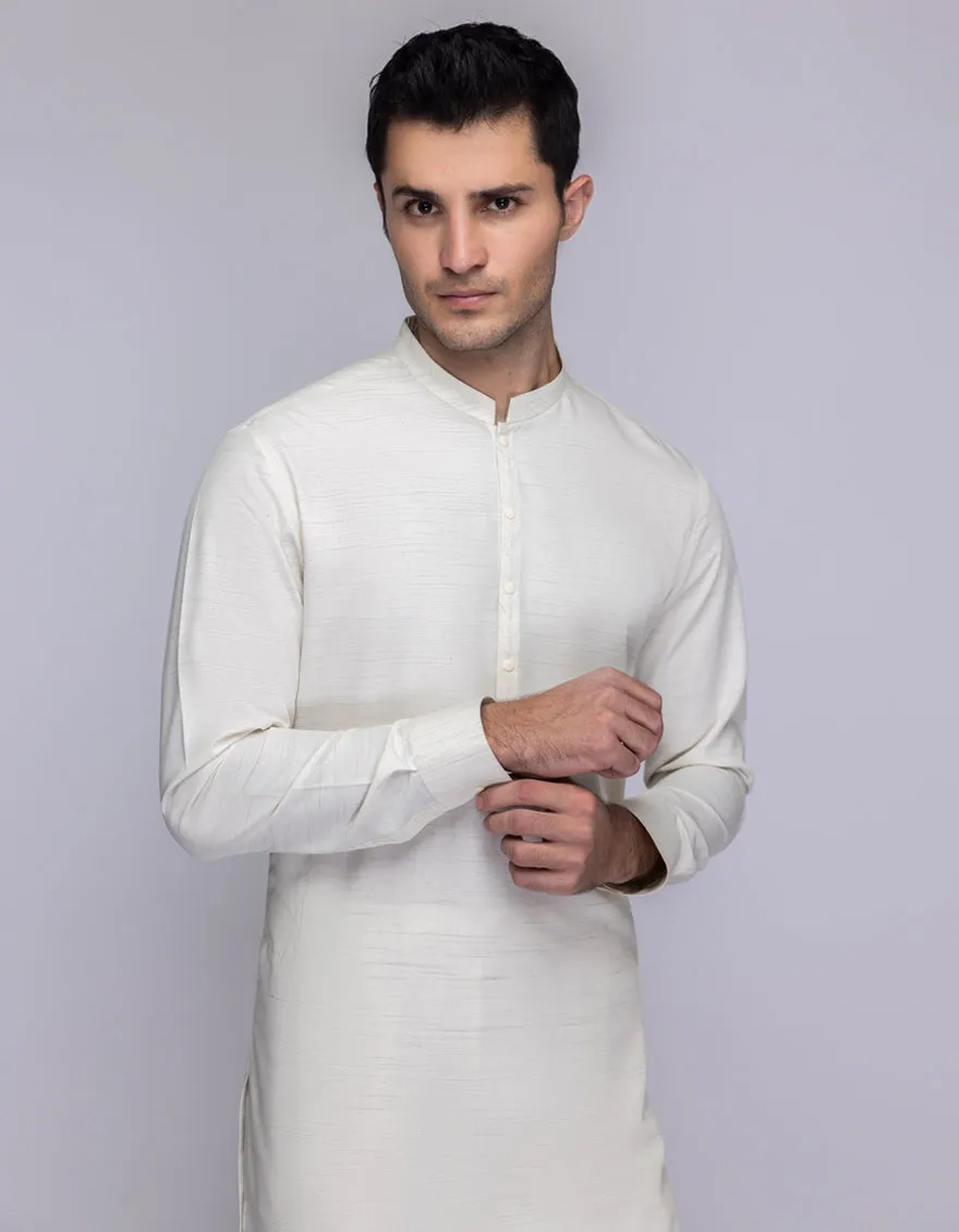 CREAM BLENDED KURTA TROUSERS | JJKP-A-33223/S25/JJ9572-CL sold by Junaid Jamshed product image thumbnail 2