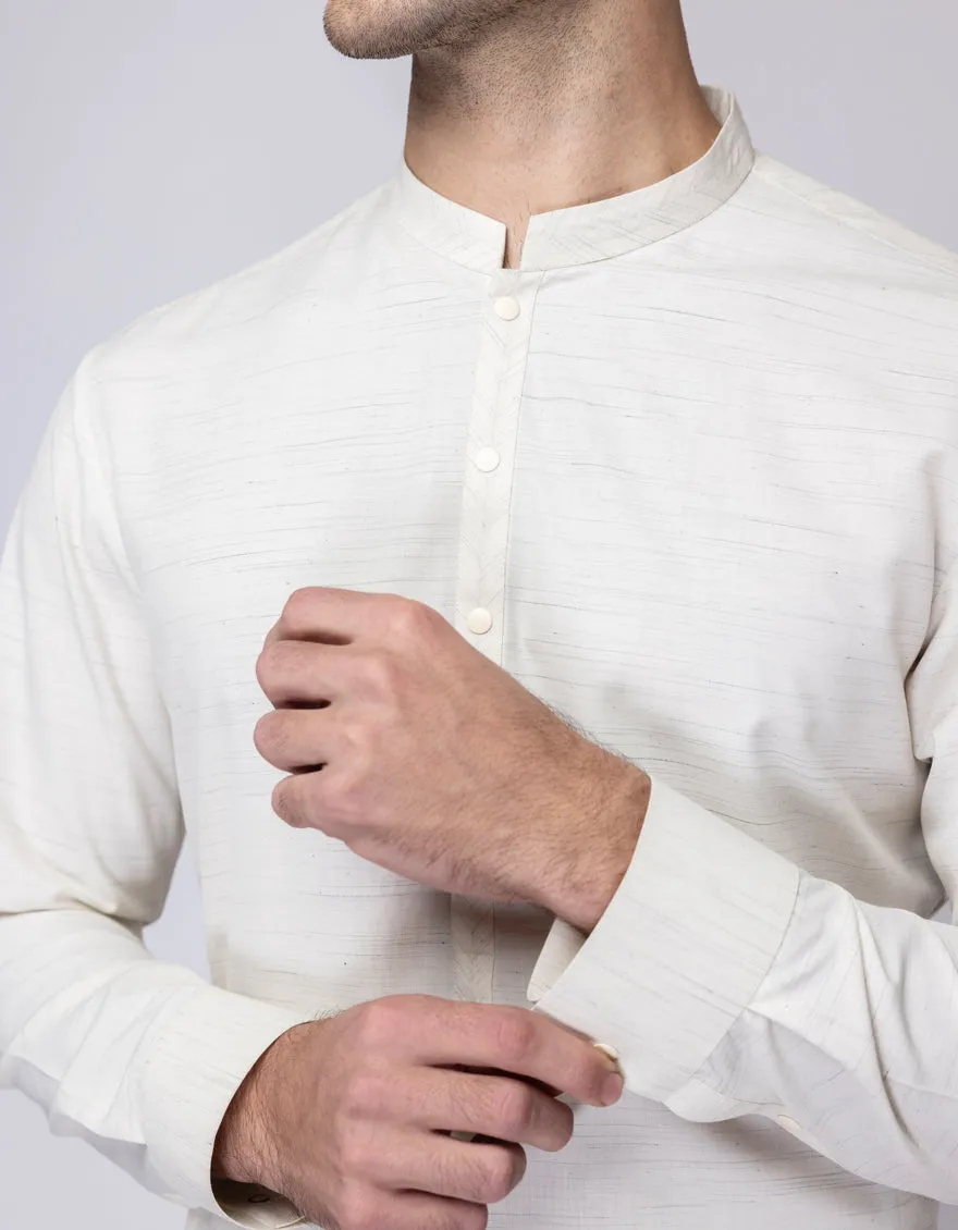 CREAM BLENDED KURTA TROUSERS | JJKP-A-33223/S25/JJ9572-CL sold by Junaid Jamshed product image thumbnail 3