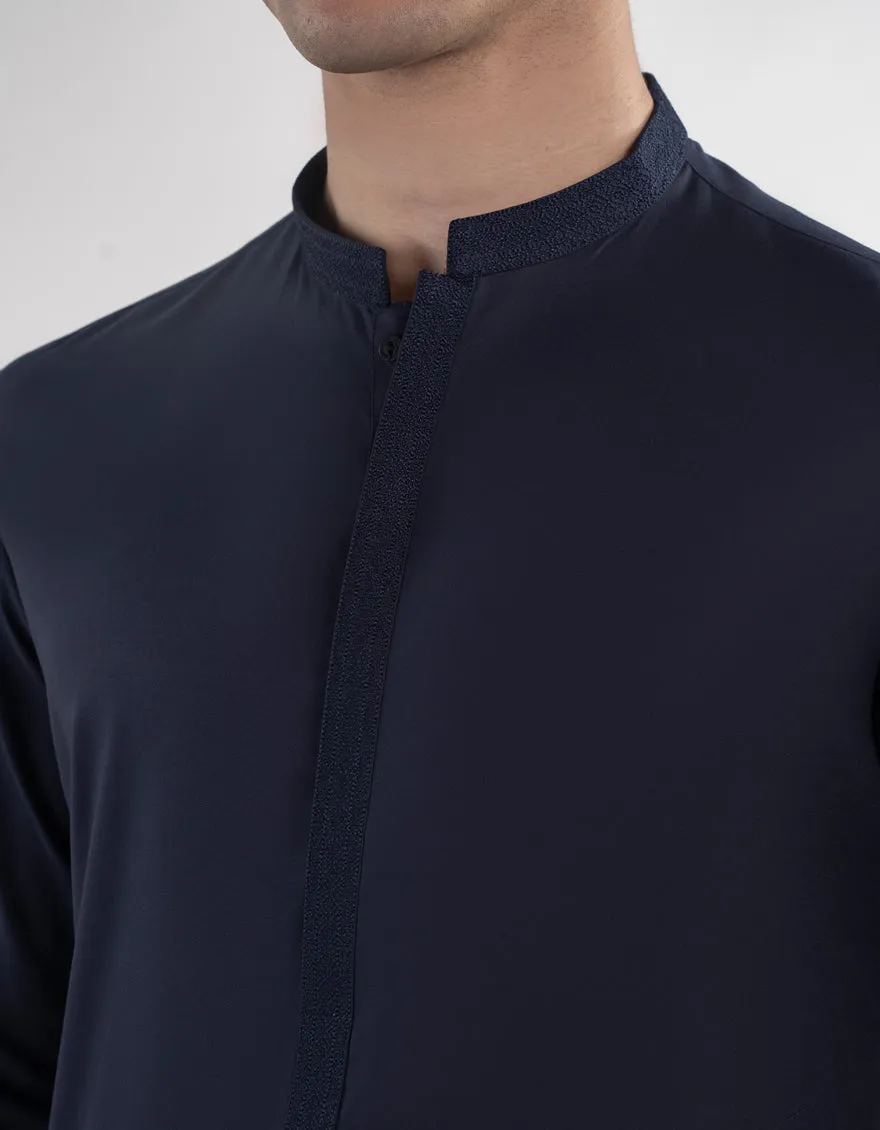 BLUE BLENDED KURTA TROUSERS | JJKP-A-46587/S24/JJ9364-SF sold by Junaid Jamshed product image thumbnail 4