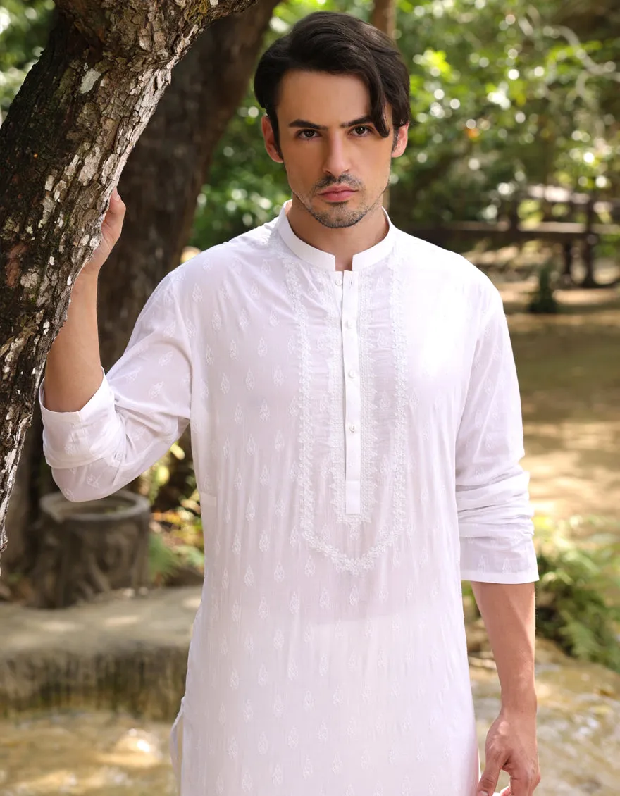 WHITE COTTON KURTA | JJK-S-34950/S25/JJ9778-FL sold by Junaid Jamshed product image thumbnail 2