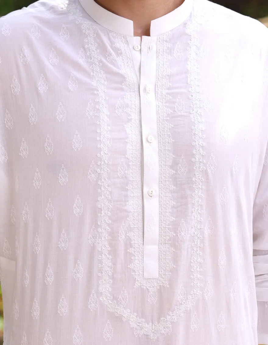 WHITE COTTON KURTA | JJK-S-34950/S25/JJ9778-FL sold by Junaid Jamshed product image thumbnail 3