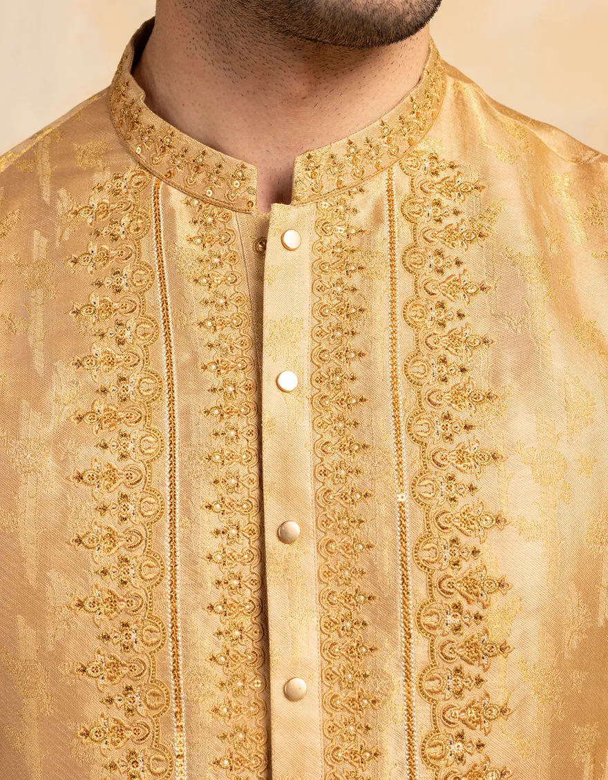 GOLDEN SPECIAL BLENDED KURTA | JJK-SP-A-48214/S25/JJ10012-FL sold by Junaid Jamshed product image thumbnail 2