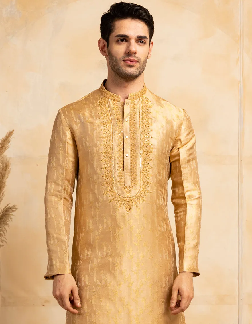 GOLDEN SPECIAL BLENDED KURTA | JJK-SP-A-48214/S25/JJ10012-FL sold by Junaid Jamshed product image thumbnail 4