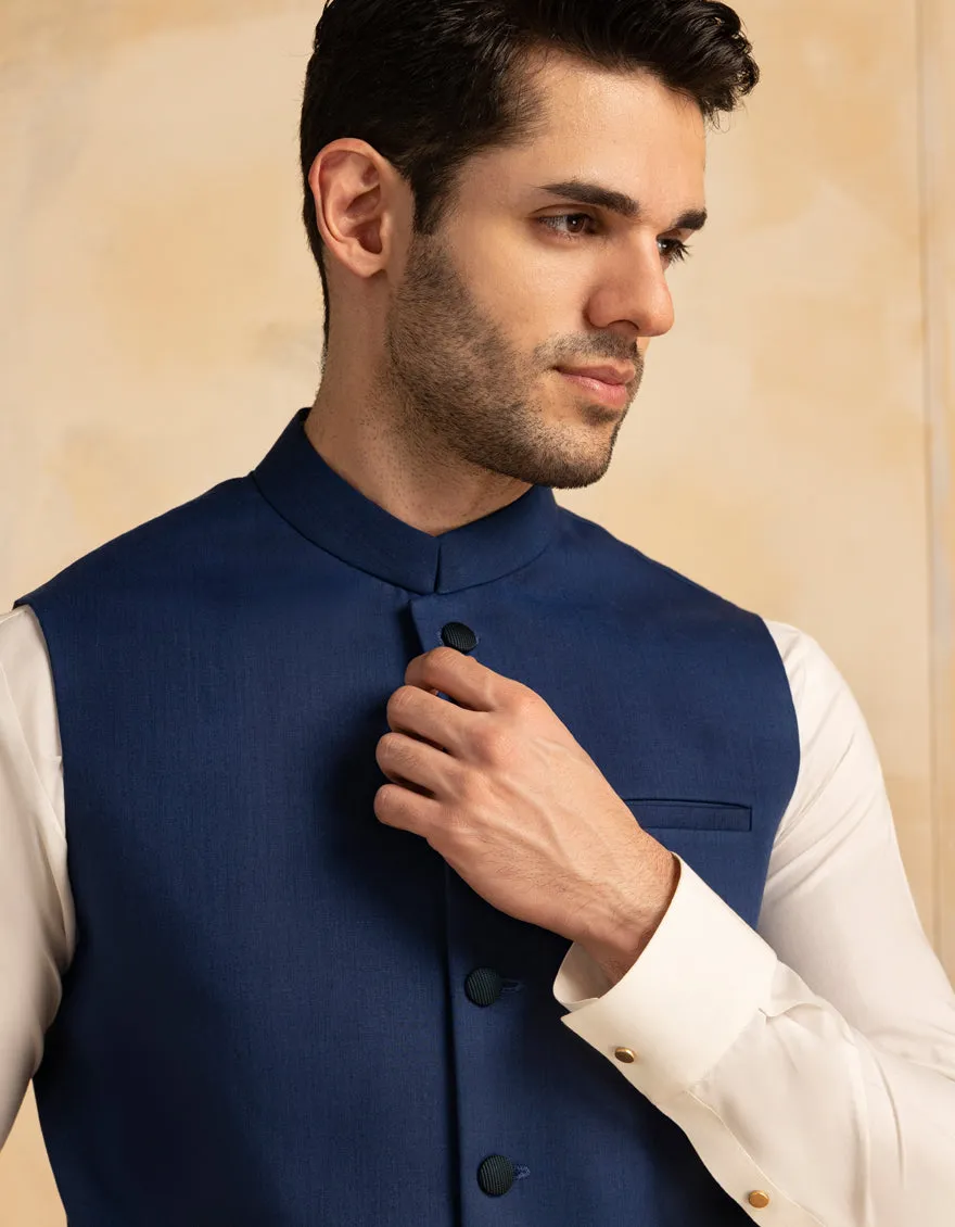 BLUE SUITING WAISTCOAT | JJVC-A-33229/S25/JJ10129-PN sold by Junaid Jamshed product image thumbnail 2
