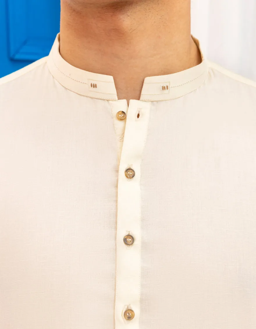 CREAM BLENDED KURTA | JTK-A-46534/S25/JJ9349-CL sold by Junaid Jamshed product image thumbnail 3