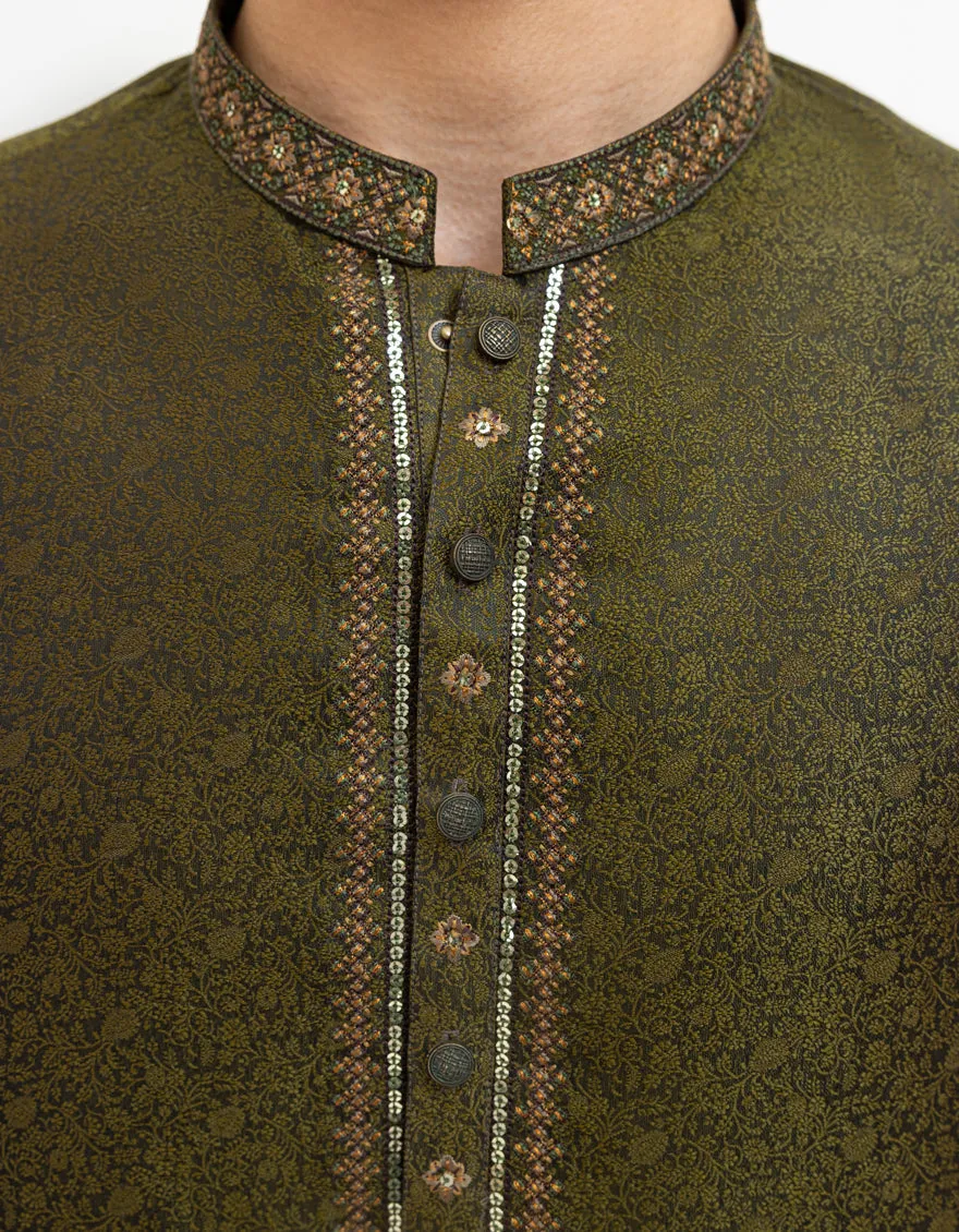 GREEN SPECIAL BLENDED KURTA | JTK-SP-A-50052/S25/JJ9971-FL sold by Junaid Jamshed product image thumbnail 2