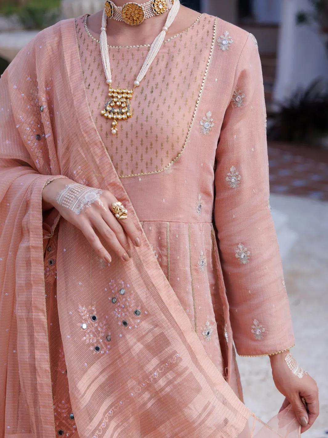 LIGHT PINK MESURI NET 3PC STITCHED | AL-3PS-LS-488/AM-3012D sold by Junaid Jamshed product image thumbnail 2