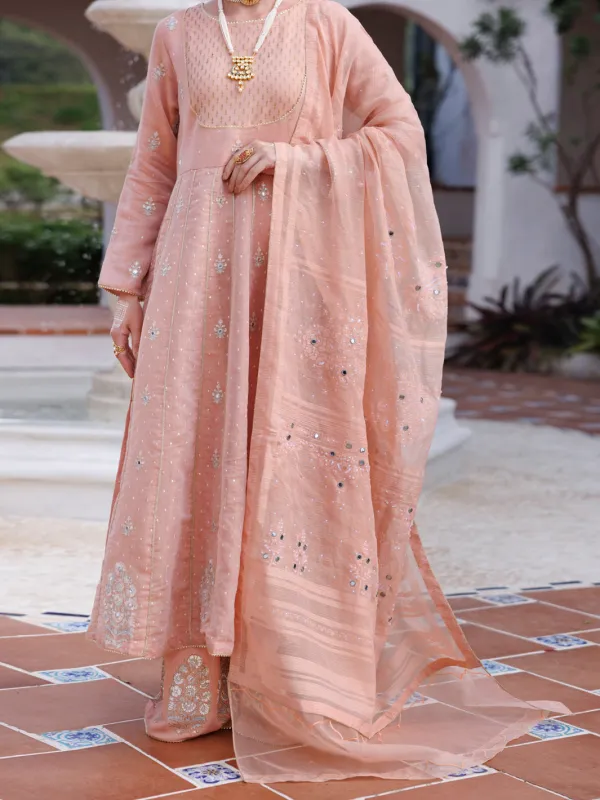 LIGHT PINK MESURI NET 3PC STITCHED | AL-3PS-LS-488/AM-3012D made by Junaid Jamshed