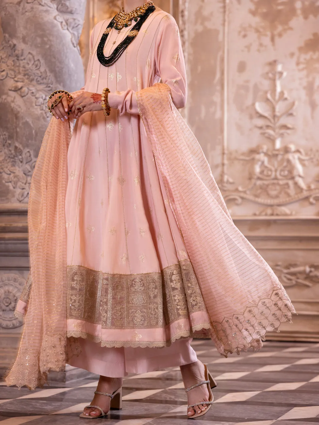 LIGHT PINK VISCOSE LUREX 3PC STITCHED | AL-3PS-LS-513/AM-3139A sold by Junaid Jamshed product image thumbnail 4
