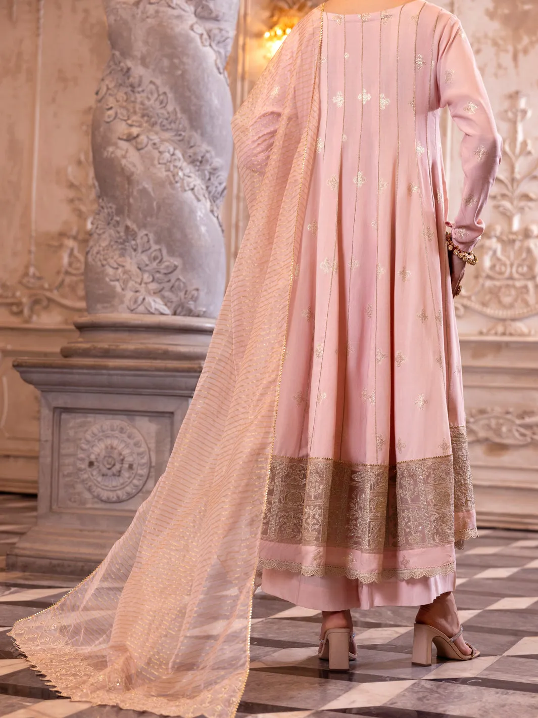 LIGHT PINK VISCOSE LUREX 3PC STITCHED | AL-3PS-LS-513/AM-3139A sold by Junaid Jamshed product image thumbnail 2