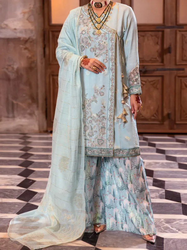 ICE BLUE VISCOSE LUREX 3PC STITCHED | AL-3PS-LS-515/AM-3140A sold by Junaid Jamshed