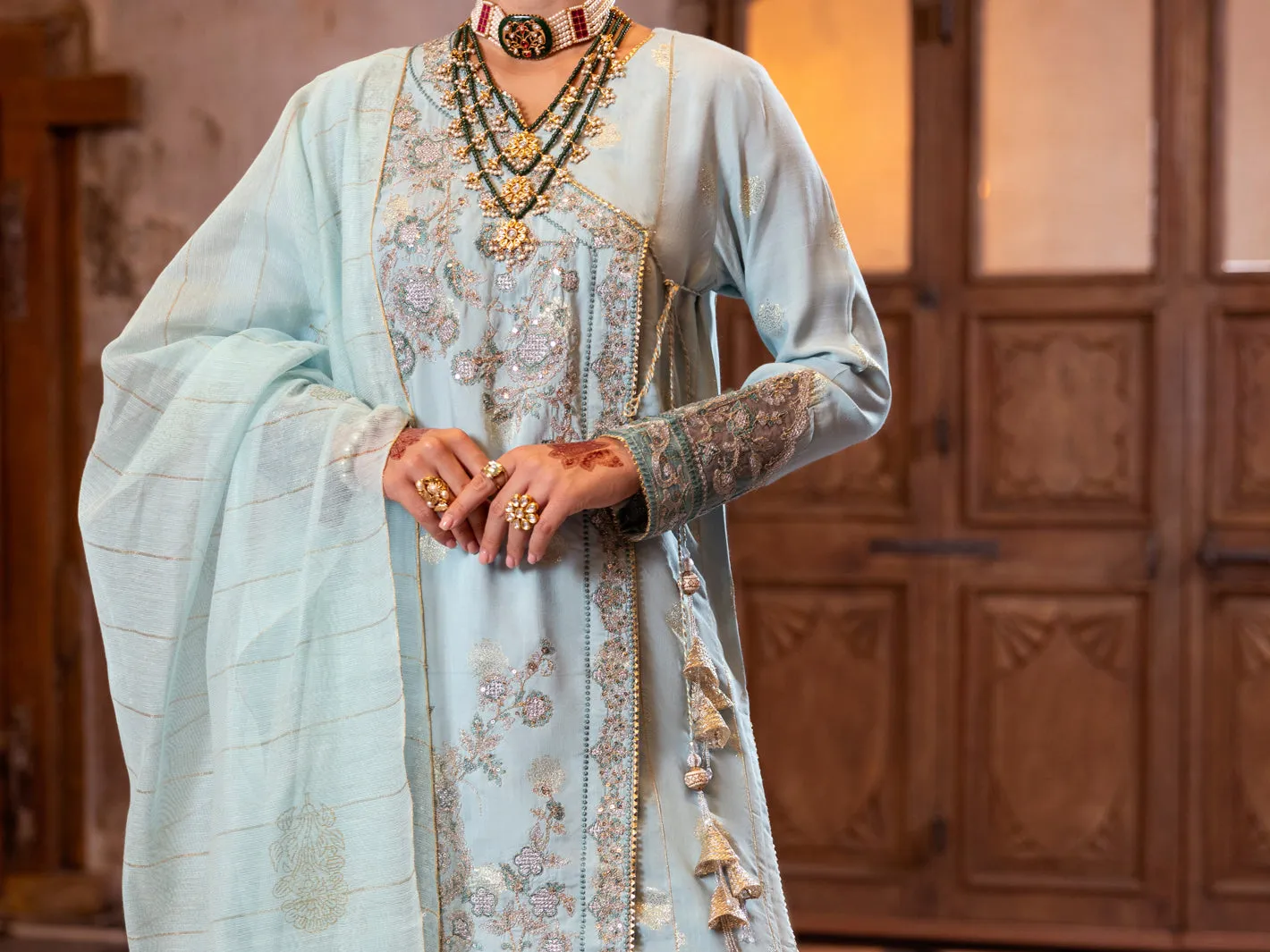 ICE BLUE VISCOSE LUREX 3PC STITCHED | AL-3PS-LS-515/AM-3140A sold by Junaid Jamshed product image thumbnail 4