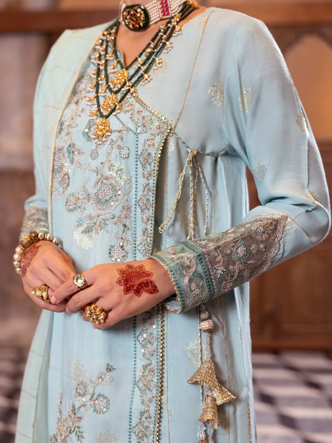 ICE BLUE VISCOSE LUREX 3PC STITCHED | AL-3PS-LS-515/AM-3140A sold by Junaid Jamshed product image thumbnail 3
