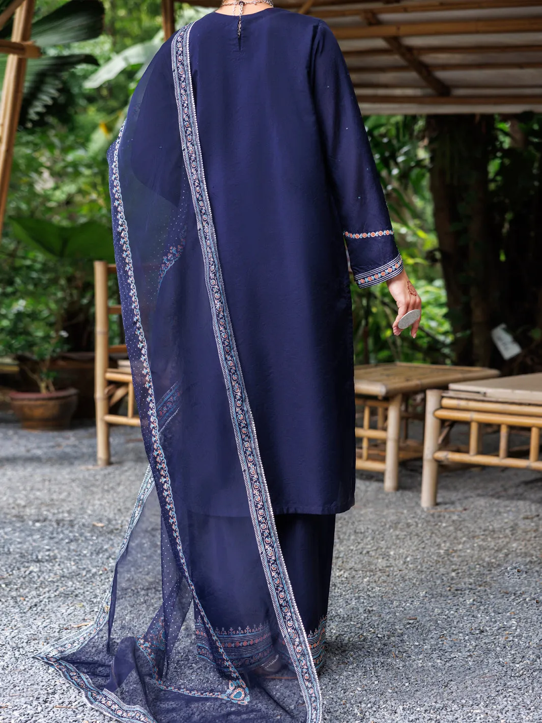 BLUE SHEESHA SILK 3PC STITCHED | ALP-3PS-2030/S AM-3001C sold by Junaid Jamshed product image thumbnail 2