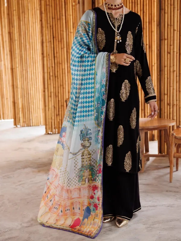 BLACK VISCOSE 3PC STITCHED | ALP-3PS-2040/S FB-2040A sold by Junaid Jamshed