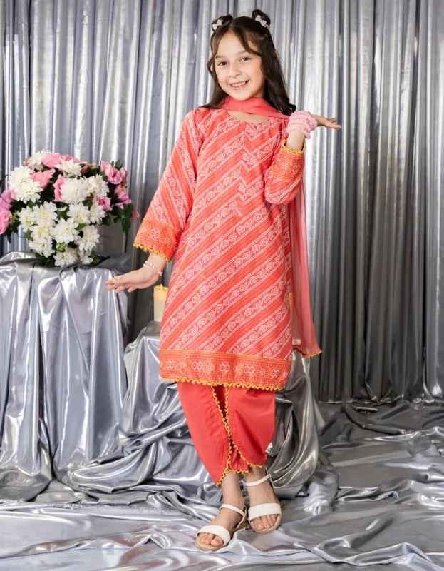PEACH LAWN 3PC STITCHED | JGK-S-JGP-25-1543 FB/CHUNRI TREAT-1 sold by Junaid Jamshed