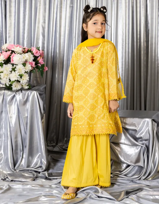 YELLOW LAWN 3PC STITCHED | JGK-S-JGP-25-1546 FB/CHUNRI TREAT-4 sold by Junaid Jamshed