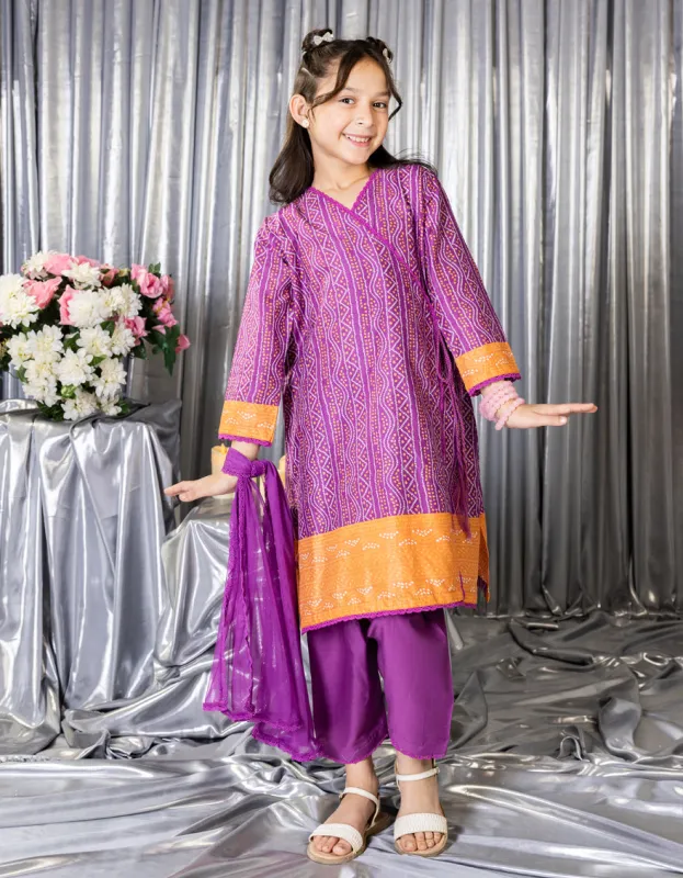 PURPLE LAWN 3PC STITCHED | JGK-S-JGP-25-1547 FB/CHUNRI TREAT-5 made by Junaid Jamshed