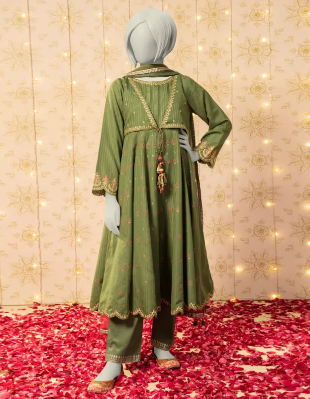 GREEN TEXTURED 3PC STITCHED | JGK-S-JTF-25-751 FB/RANG-E-ZARI-1 sold by Junaid Jamshed