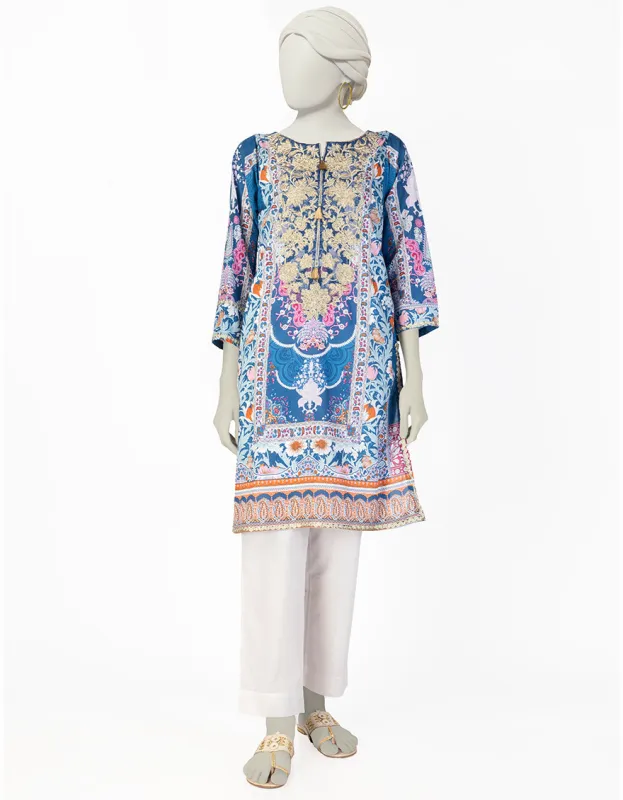 BLUE LAWN KURTI | JJLK-S-JSS-25-406 FB/ROYAL TAPESTRY-2 sold by Junaid Jamshed