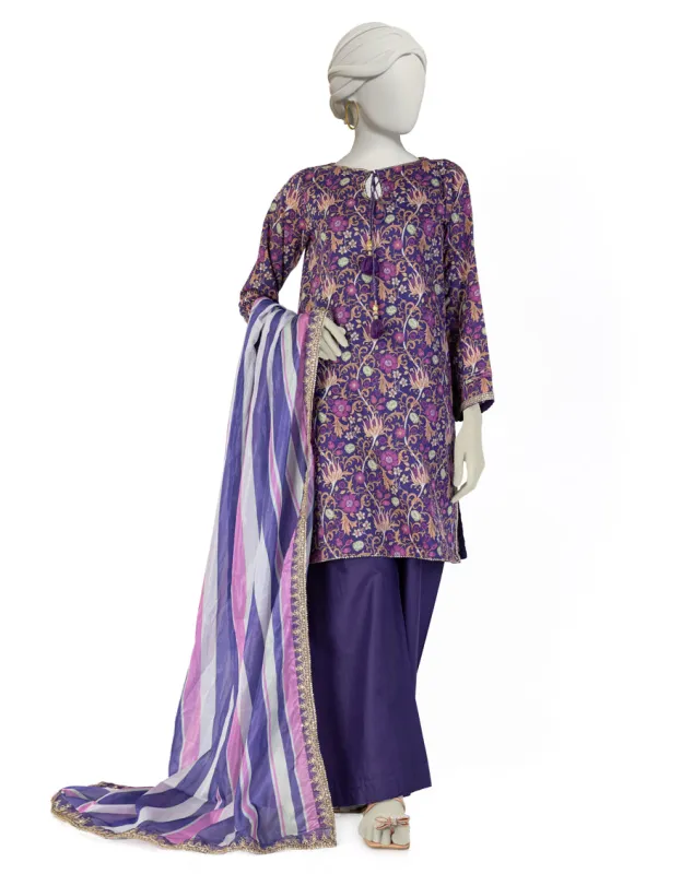 PURPLE LAWN 3PC STITCHED | JLAWN-S-25-074/S LINES-2 sold by Junaid Jamshed