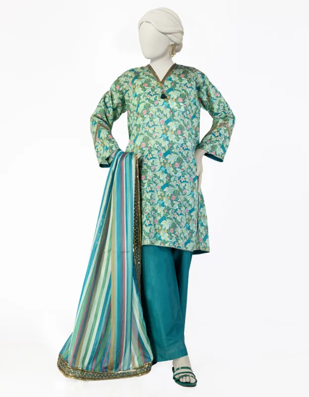 GREEN LAWN 3PC STITCHED | JLAWN-S-25-076/S LINES-4 sold by Junaid Jamshed