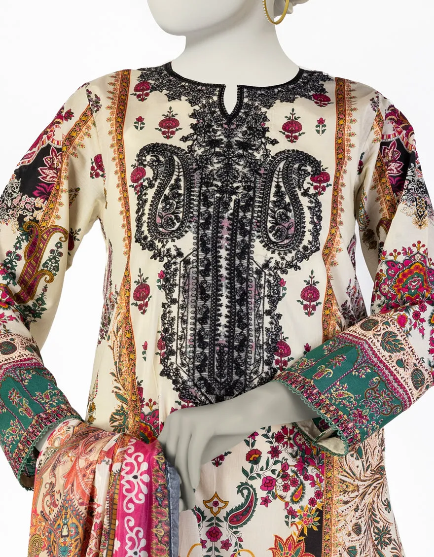 CREAM LAWN 3PC STITCHED | JLAWN-S-25-084/S ETRO-4 sold by Junaid Jamshed product image thumbnail 3