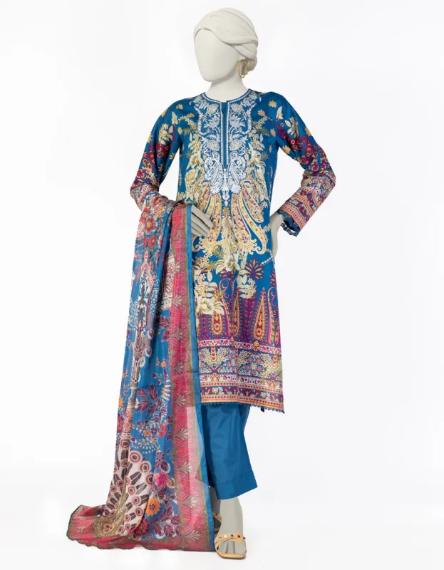 BLUE LAWN 3PC STITCHED | JLAWN-S-25-081/S ETRO-1 sold by Junaid Jamshed