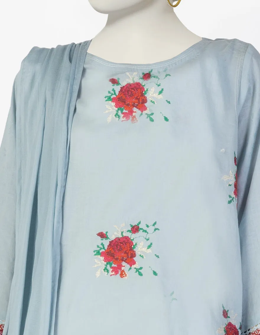 BLUE DOBBY 3PC STITCHED | JLAWN-S-25-113/S CROSS STITCH-01 sold by Junaid Jamshed product image thumbnail 3