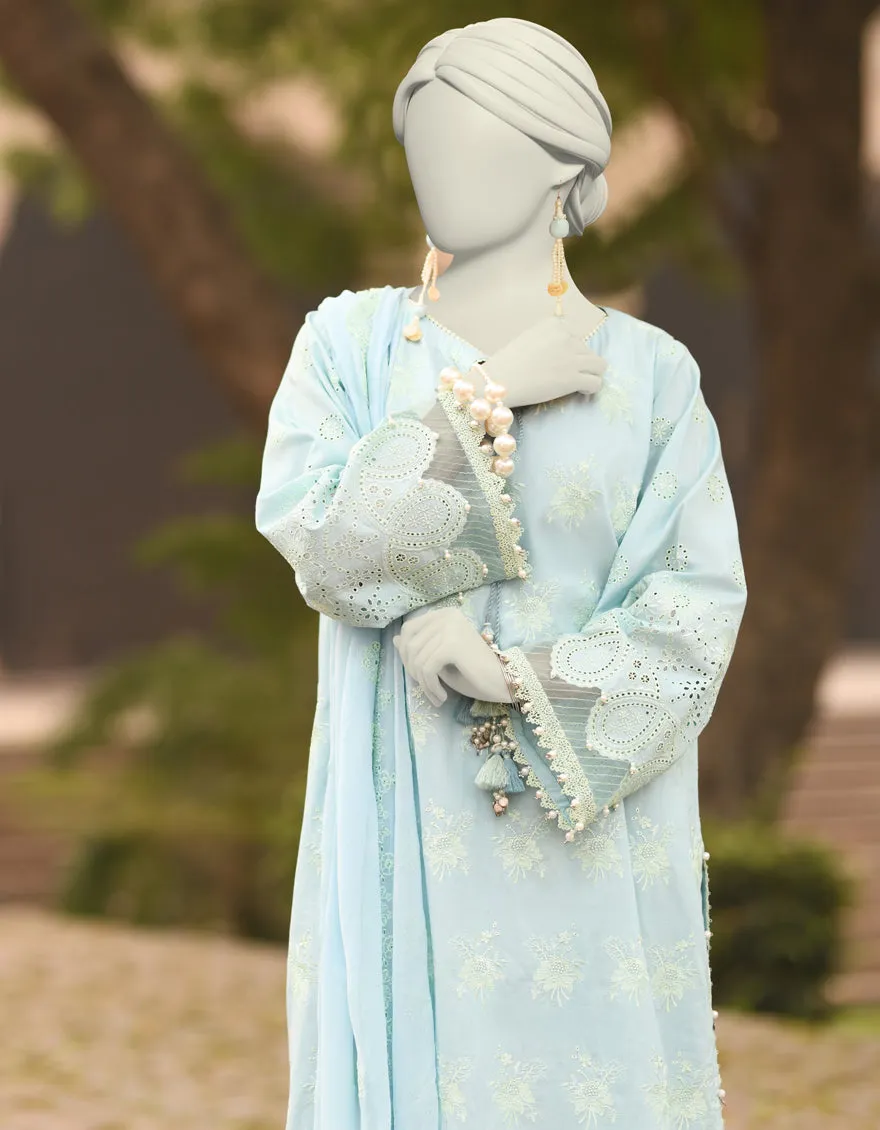 BLUE LAWN 3PC UNSTITCHED | JLAWN-S-25-3154 SCHIFLI-6 sold by Junaid Jamshed product image thumbnail 2