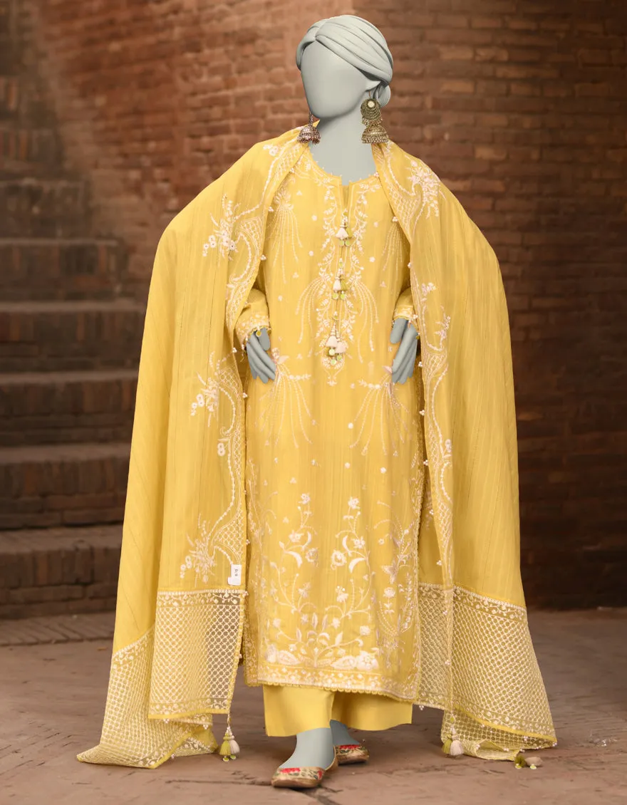 YELLOW DOBBY 3PC UNSTITCHED | JLAWN-S-25-3186 GRANDIOUS-06 sold by Junaid Jamshed