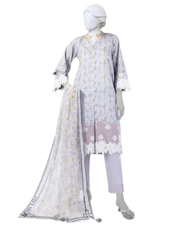 GREY LAWN 3PC UNSTITCHED | JLAWN-S-25-3268 KANTHA KAHANI-4 sold by Junaid Jamshed