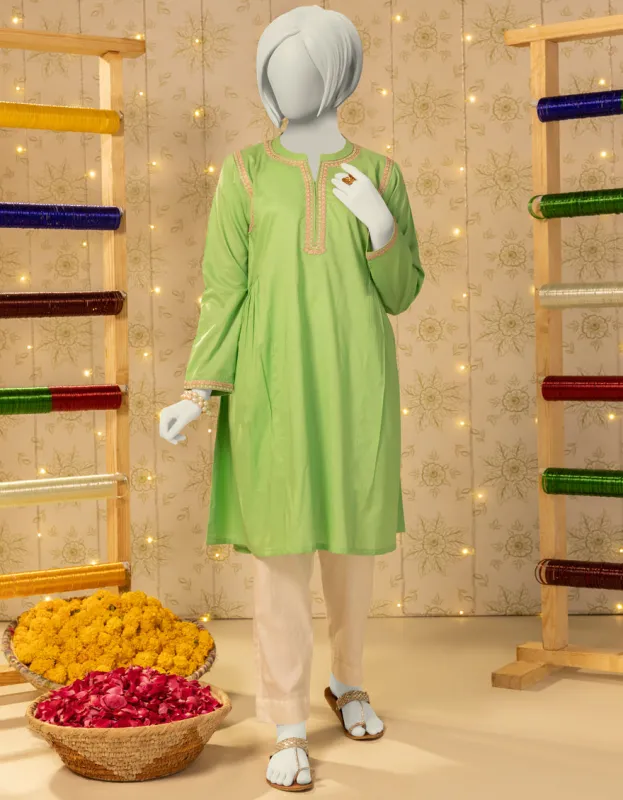 GREEN LAWN KURTI | JYGK-S-JTS-25-4048 FB/MUQAISH-03 made by Junaid Jamshed