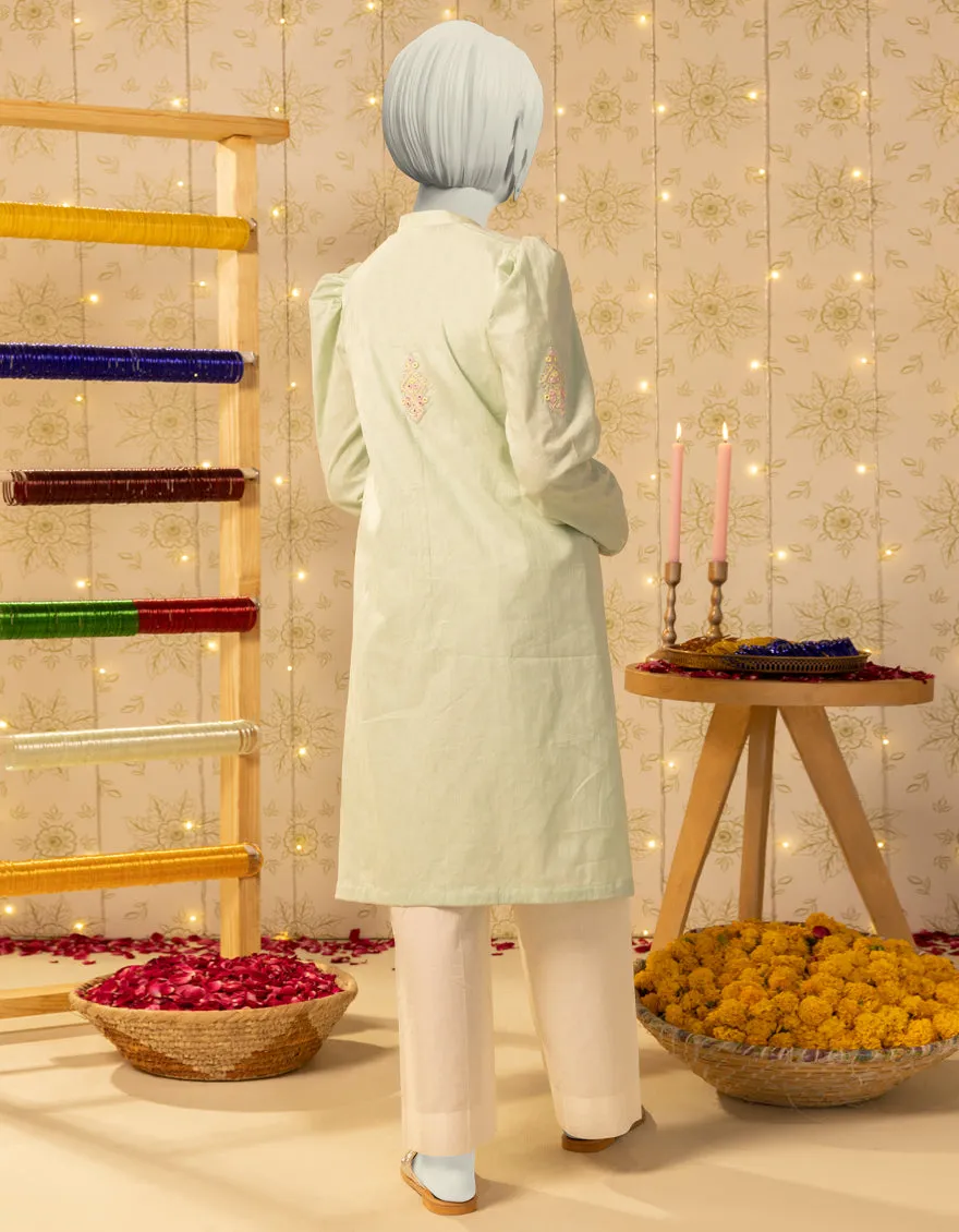 GREEN DOBBY KURTI | JYGK-S-JTS-25-4051 FB/SHEESHAKARI-02 sold by Junaid Jamshed product image thumbnail 2