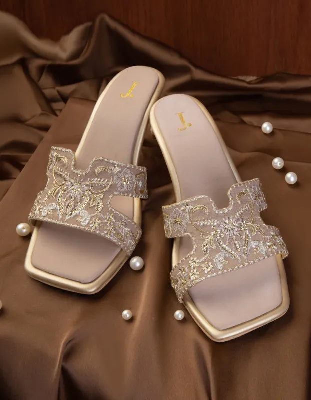 BEIGE RAW SILK CHAPPAL | JLFWC-25-1288 FB/ZARIDAR-01 sold by Junaid Jamshed