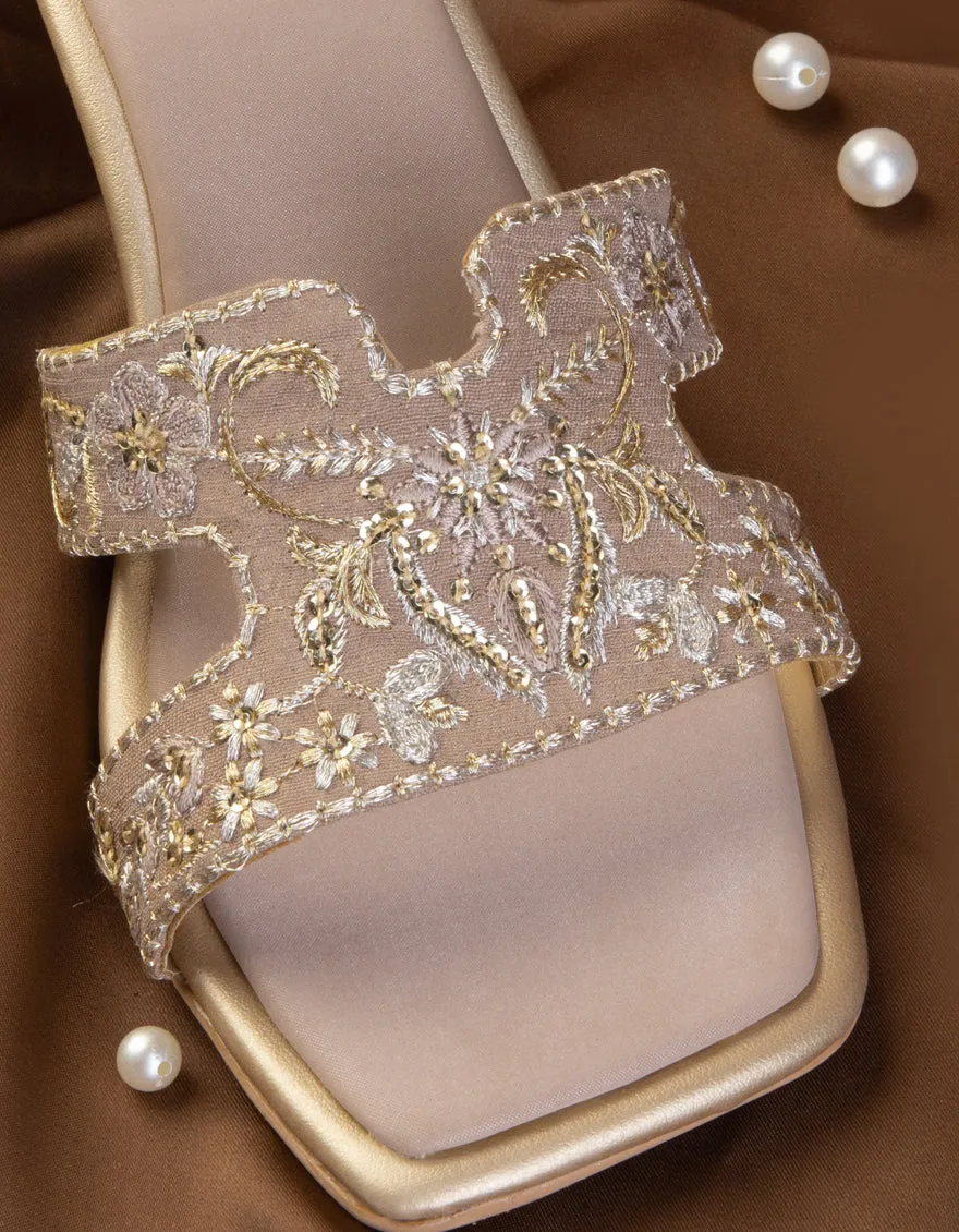 BEIGE RAW SILK CHAPPAL | JLFWC-25-1288 FB/ZARIDAR-01 sold by Junaid Jamshed product image thumbnail 2